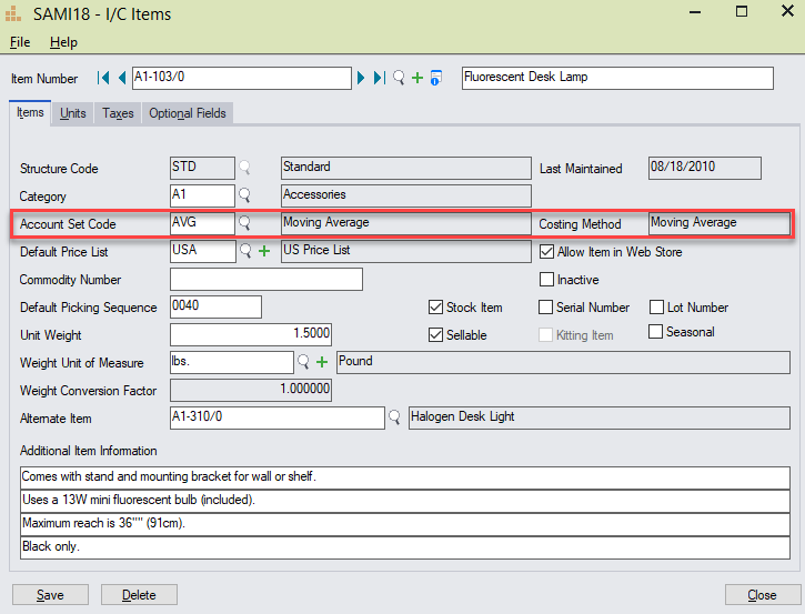 Sage 300 Inventory Control Costing Methods